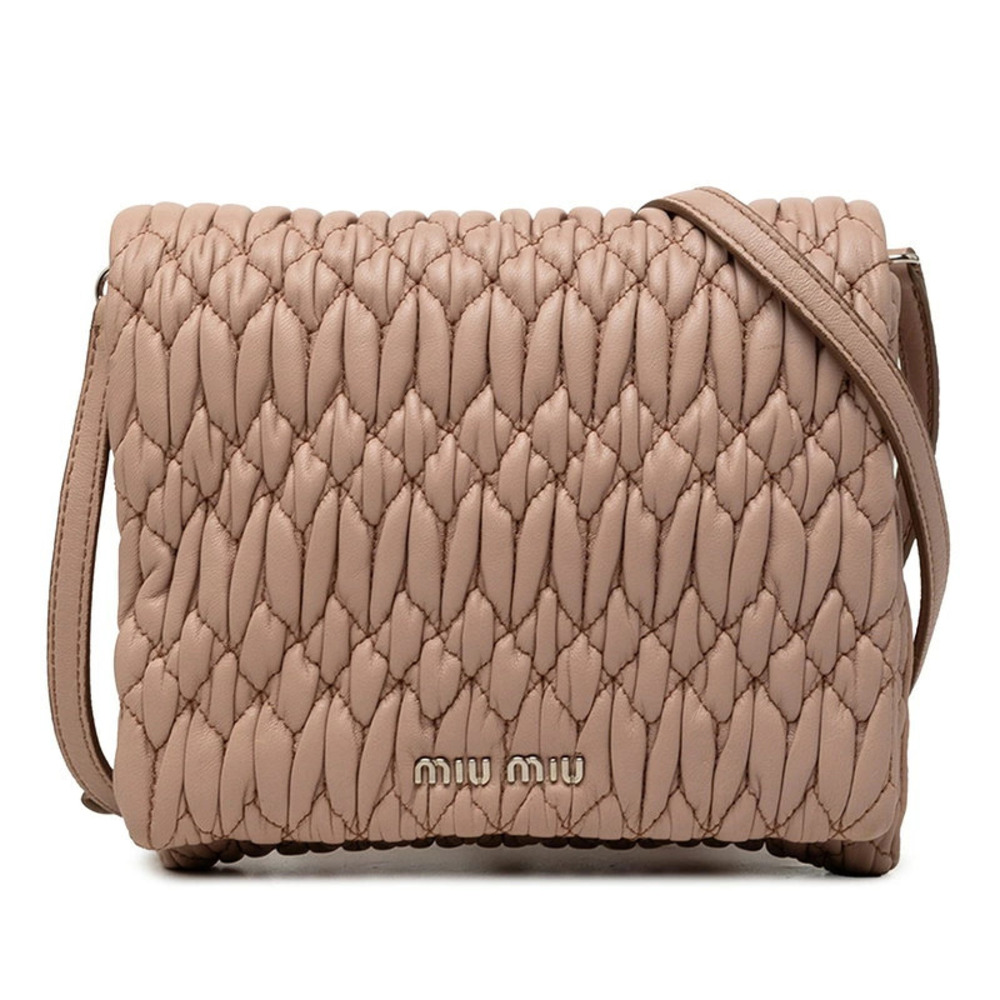Miu Miu Matelasse nappa leather shoulder bag soft pink Cammeo